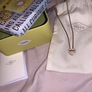 Fossil Rose Gold Heart Necklace